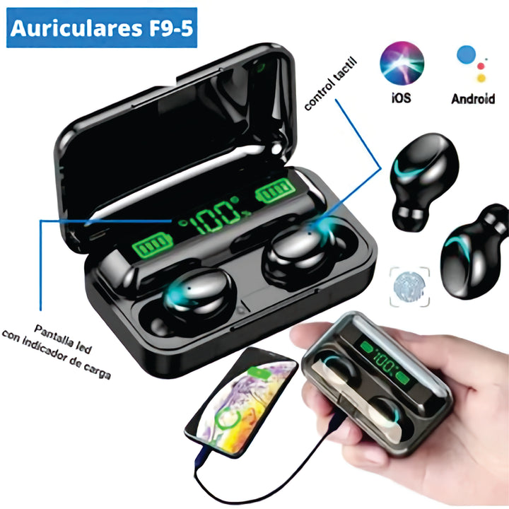 AUDÍFONOS INALÁMBRICOS F9 CON POWERBANK