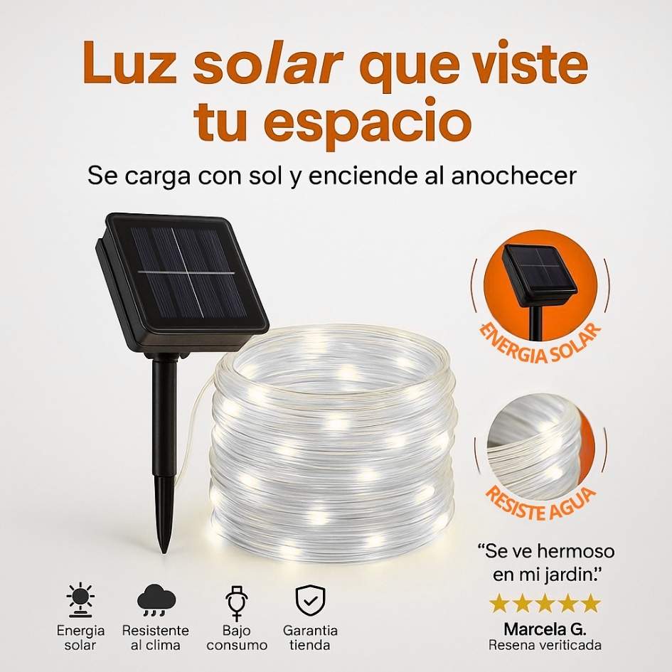 Manguera LED Solar Premium x 10m – ¡Decora Sin Pagar Energía! 💡