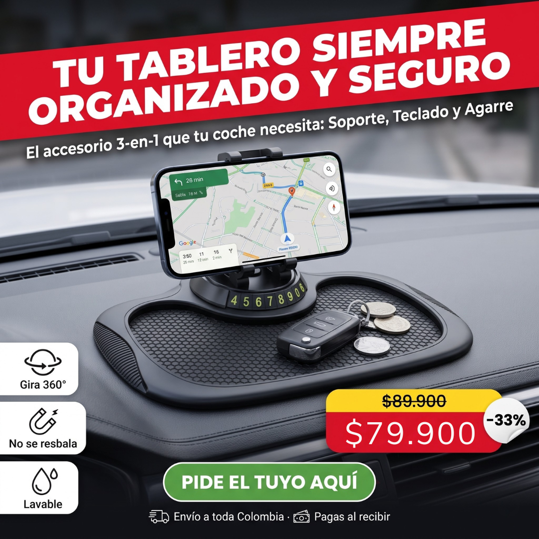 Soporte Multifuncional Antideslizante – Almohadilla + Soporte giratorio 360° 📱🚗
