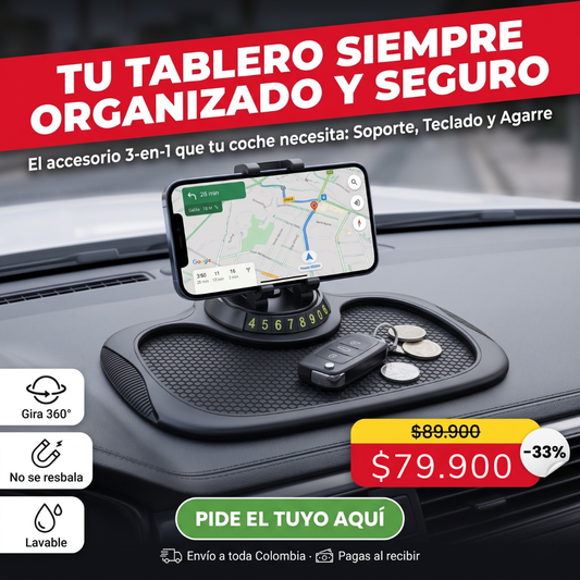 Soporte Multifuncional Antideslizante – Almohadilla + Soporte giratorio 360° 📱🚗
