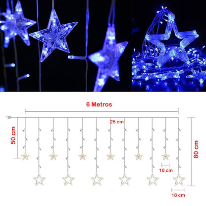 CASCADA LUCES LED ESTRELLAS, 3 y 6 METROS POR 1 METRO 🎄✨