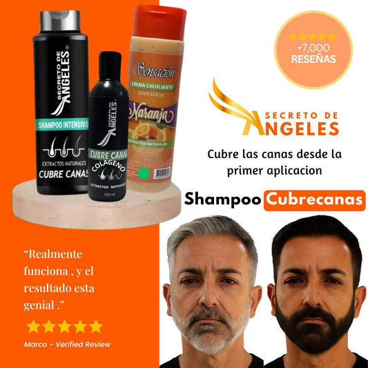 Shampoo Angeles Cubrecanas +  2 OBSEQUIO 🖤🧔🏻‍♀️