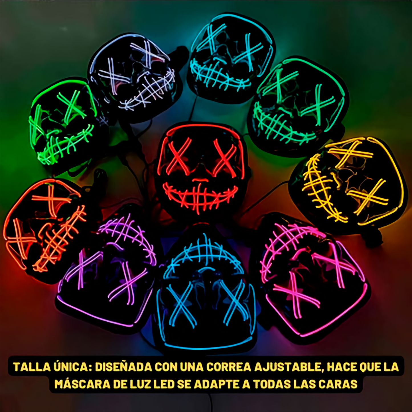 MASCARA DISEÑOS LUZ LED 🎃👻