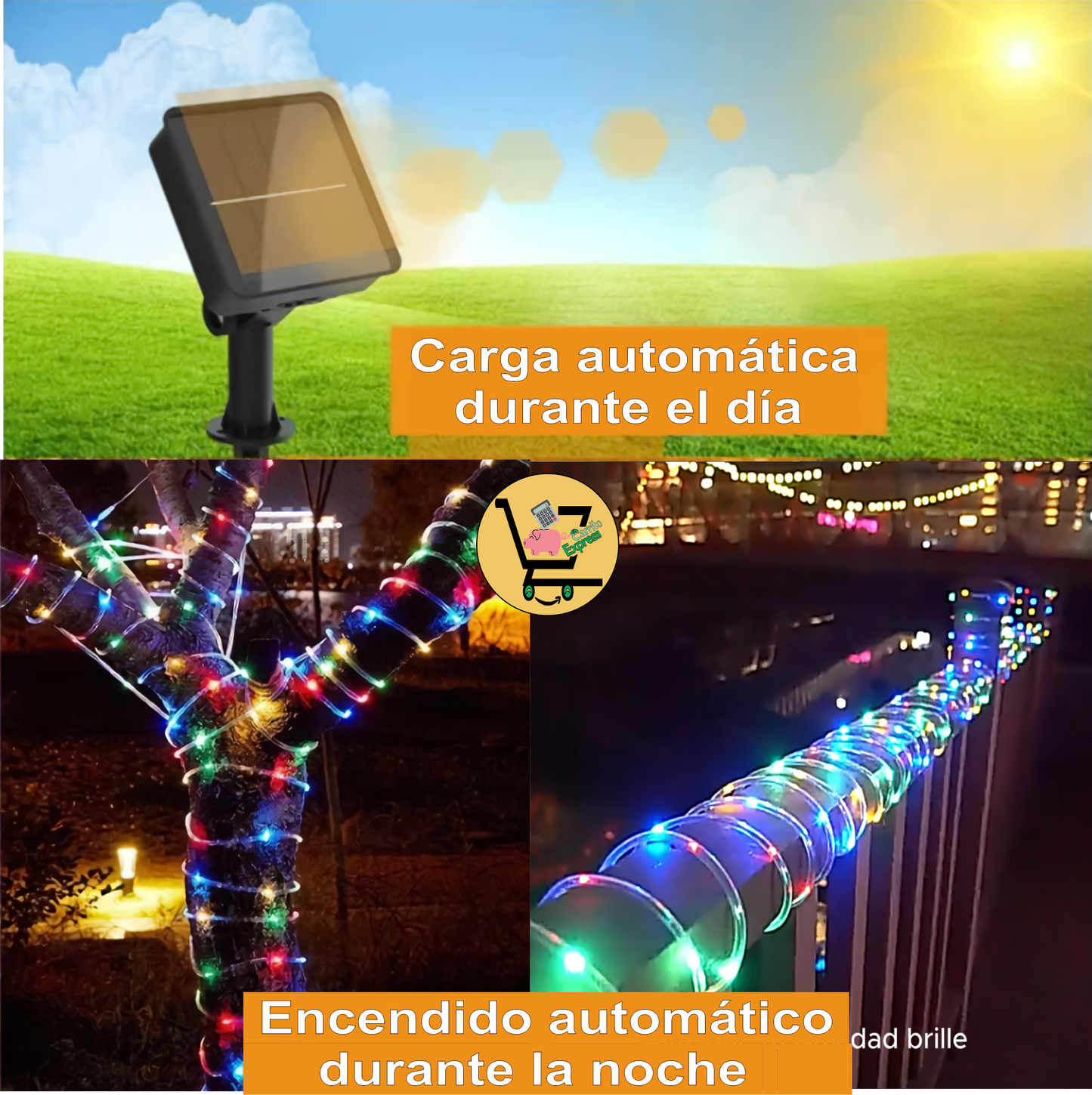 MANGUERA LED CON PANEL SOLAR x 30 metros🎄🎅🏼