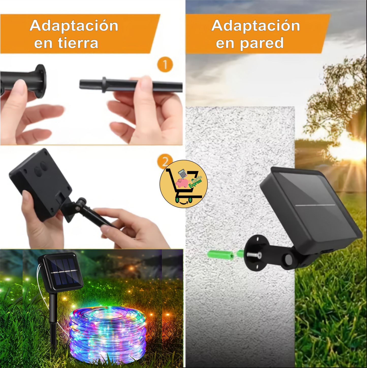 MANGUERA LED CON PANEL SOLAR x 30 metros🎄🎅🏼