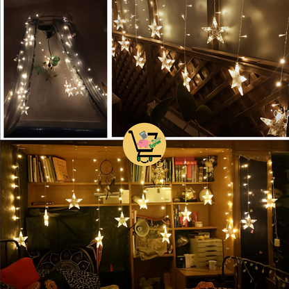 CASCADA LUCES LED ESTRELLAS, 3 y 6 METROS POR 1 METRO 🎄✨