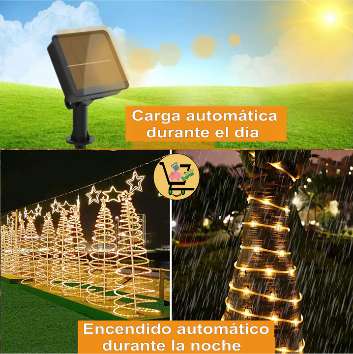 MANGUERA LED CON PANEL SOLAR x 20 metros 🎄🎅🏼