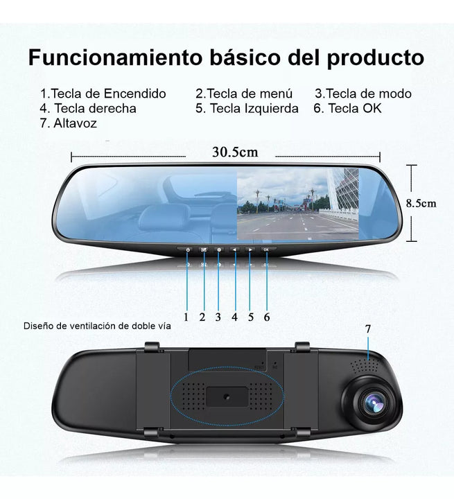 🚗ESPEJO RETROVISOR DOBLE CAMARA🏁