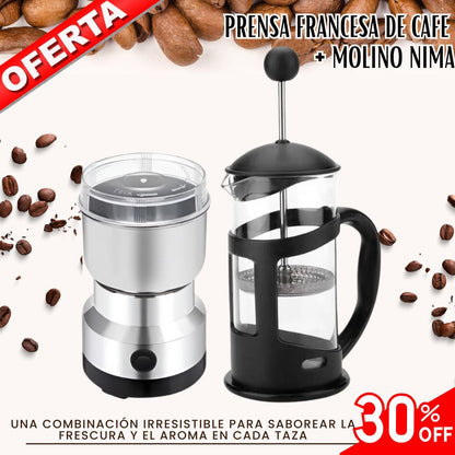 PRENSA FRANCESA DE CAFE + MOLINO NIMA