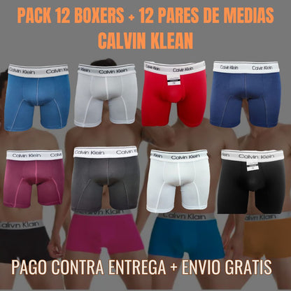 PACK CALVIN KLEIN 12 BOXERS + 12 PARES DE MEDIAS