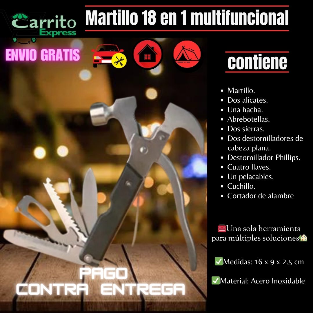 Martillo 18en1 multifuncional🔨🛠⚙🔪