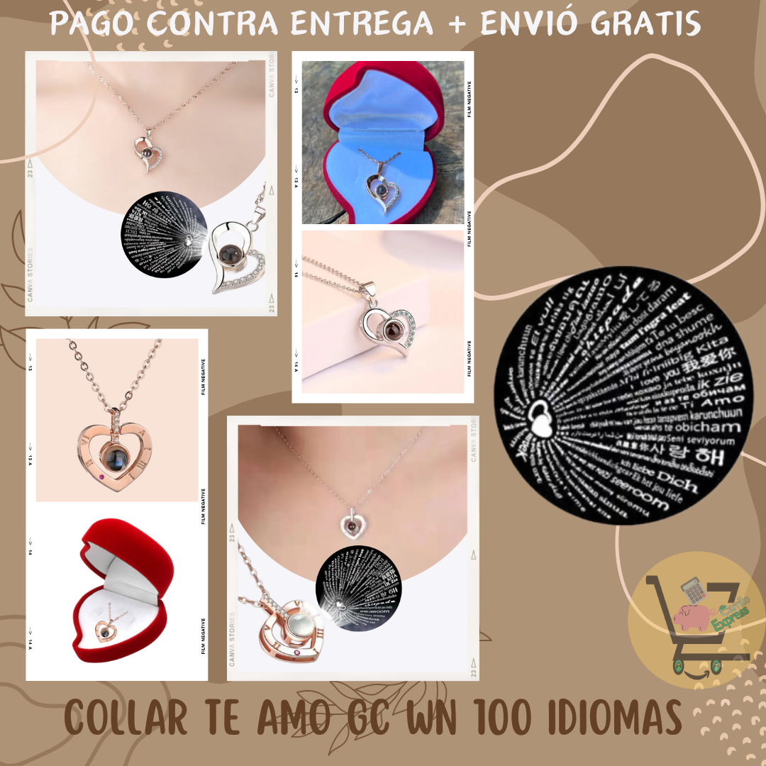 Collar Te amo en 100 idiomas con Caja de Lujo 📿🧑🏻‍❤️‍💋‍👩🏻