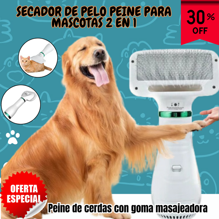 Secador De Pelo Peine Para Mascotas 2 En 1