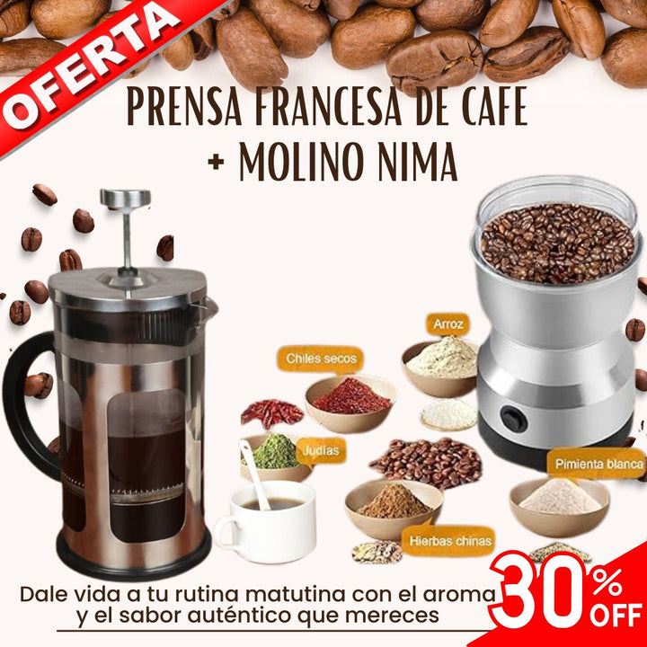 PRENSA FRANCESA DE CAFE + MOLINO NIMA