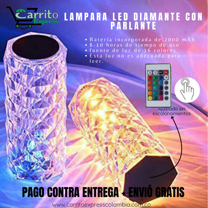LÁMPARA DIAMANTE CON PARLANTE 🔦