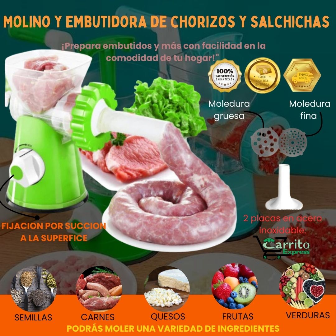 Molino y embutidora de chorizos y salchichas 🥩