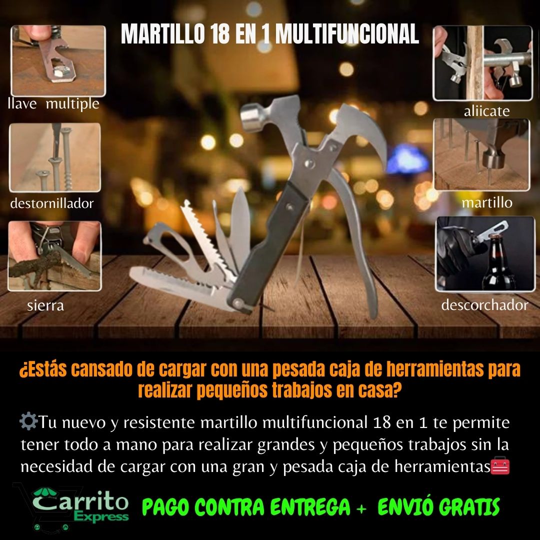 Martillo 18en1 multifuncional🔨🛠⚙🔪