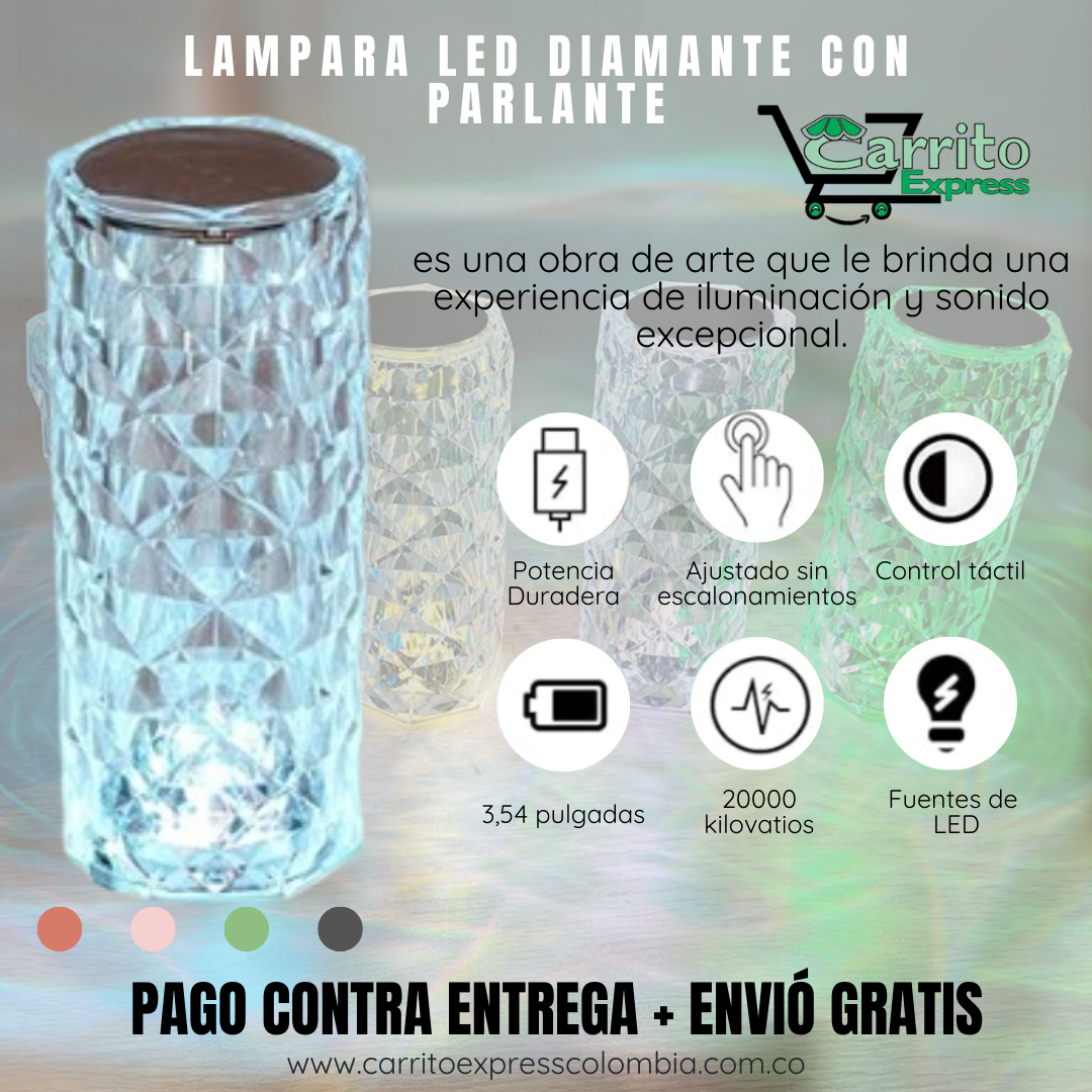 LÁMPARA DIAMANTE CON PARLANTE 🔦