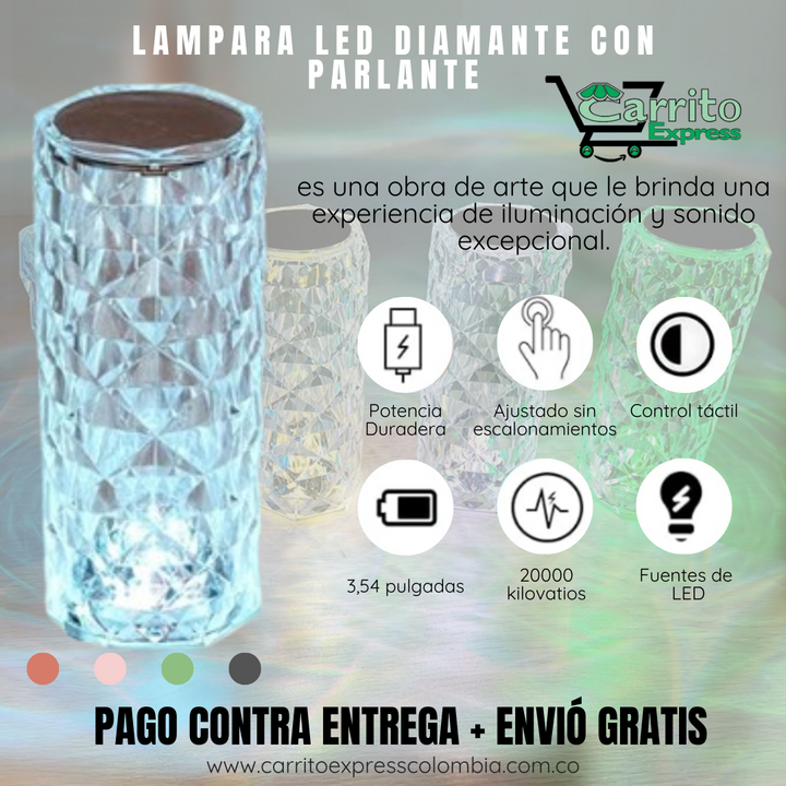LÁMPARA DIAMANTE CON PARLANTE 🔦