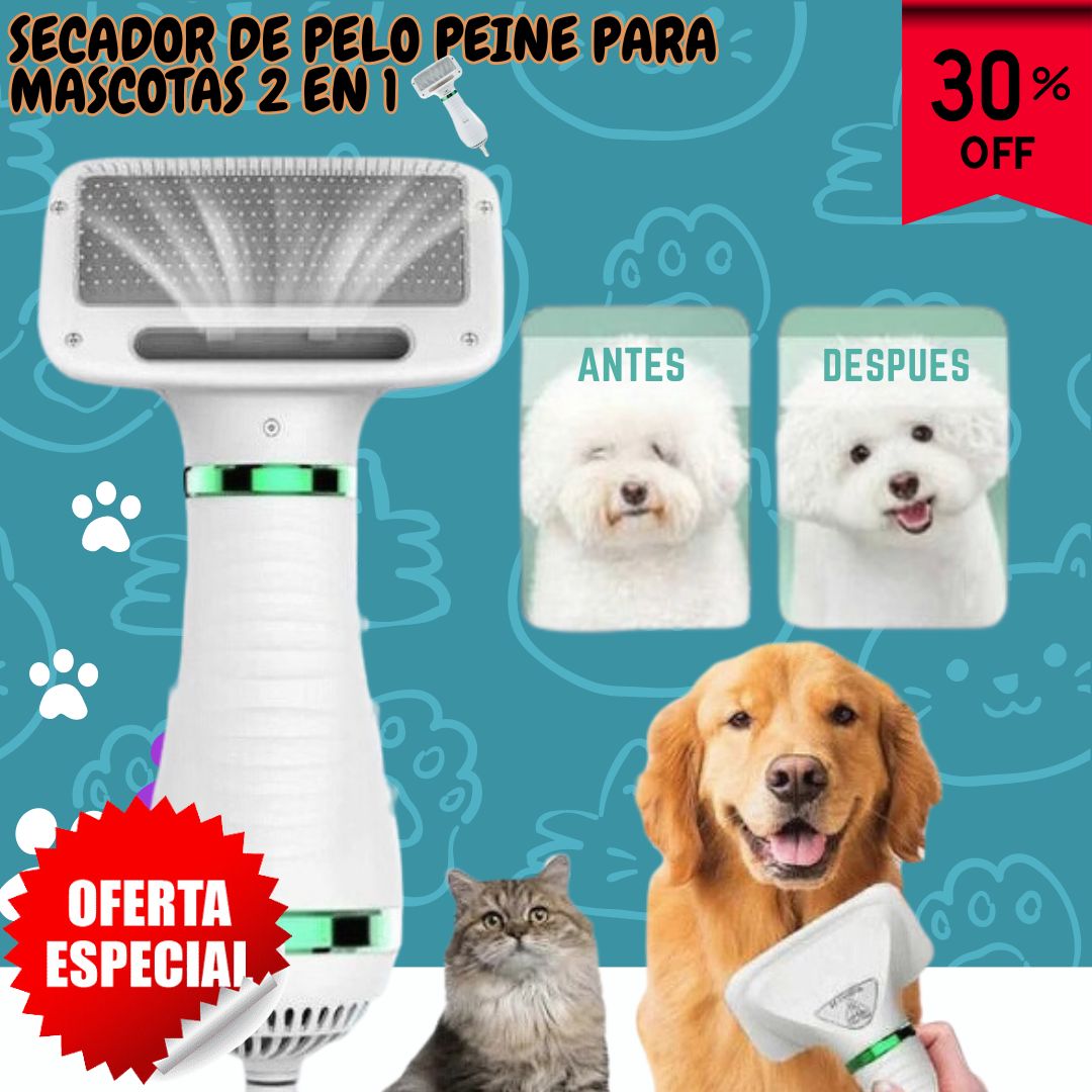 Secador De Pelo Peine Para Mascotas 2 En 1