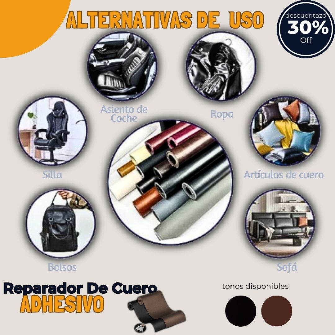 Reparador De Cuero Auto adhesivo 50 cm x 138 cm 🚗🛵💺
