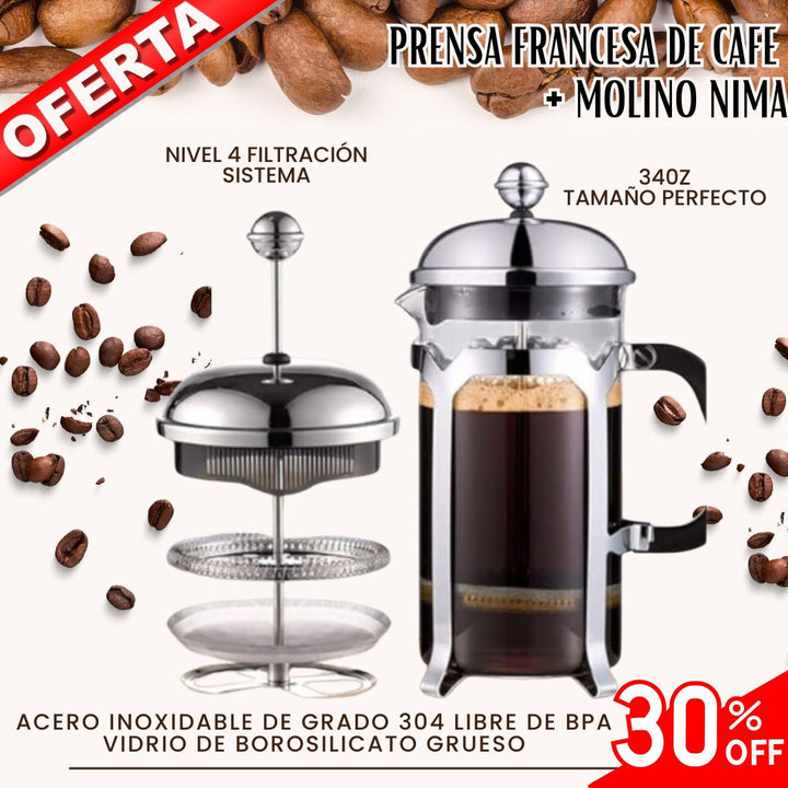 PRENSA FRANCESA DE CAFE + MOLINO NIMA