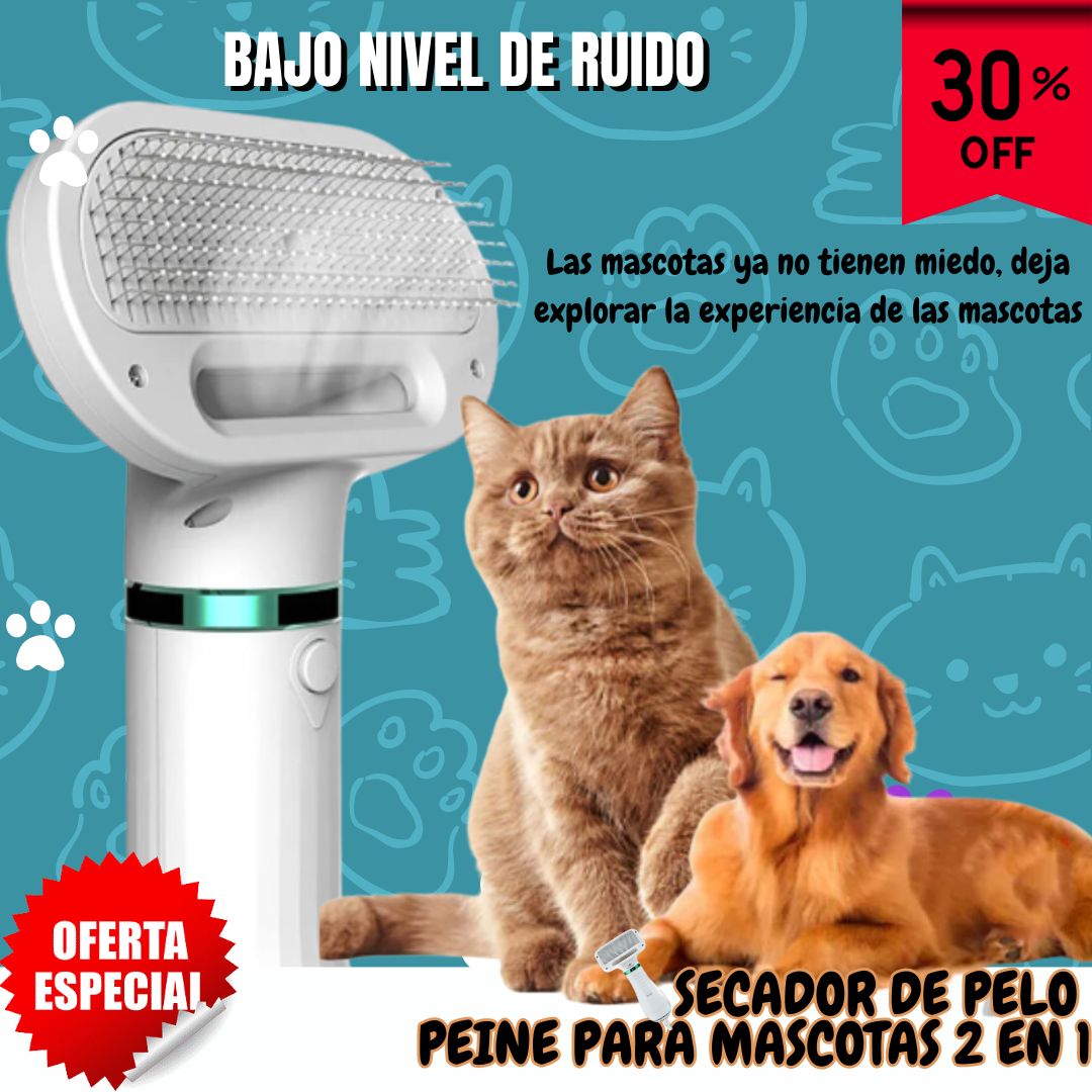 Secador De Pelo Peine Para Mascotas 2 En 1