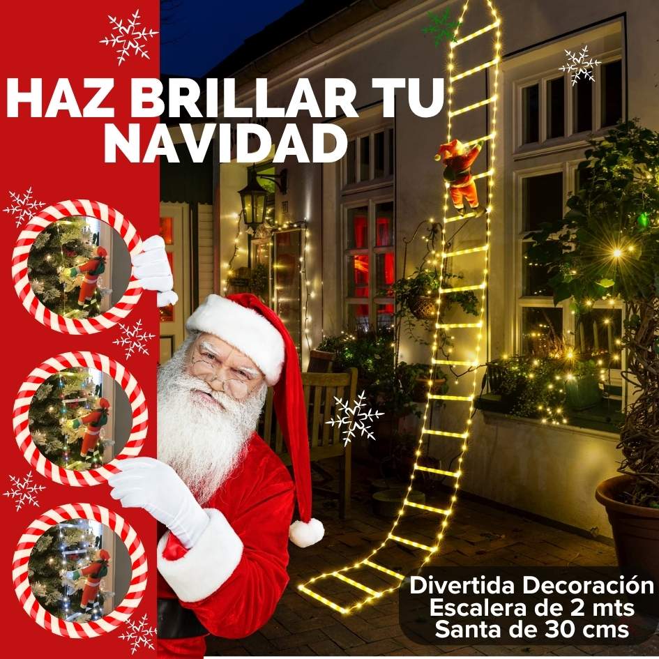 Papá Noel™ - Escalera con Luces Navideñas 🎅🎄