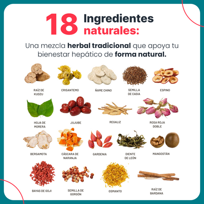 Té Hepático 18 Hierbas Chinas x 30 sobres – Nutrición y Desintoxicación Natural 🍵
