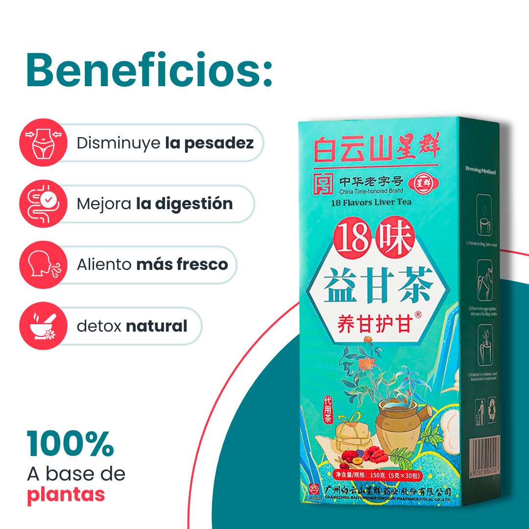 Té Hepático 18 Hierbas Chinas x 30 sobres – Nutrición y Desintoxicación Natural 🍵