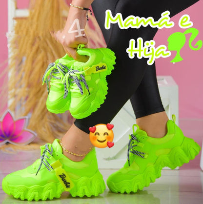 TENIS BARBIE TRACTOR PARA MAMI E HIJAS 👩🏻‍👧🏻👟👩‍👧‍👦