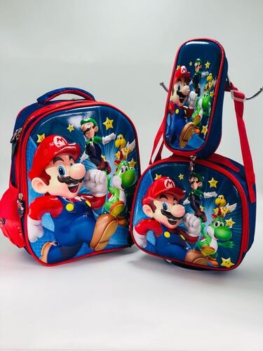 MORRAL ESCOLAR 3D EN COMBO X 3 🎒