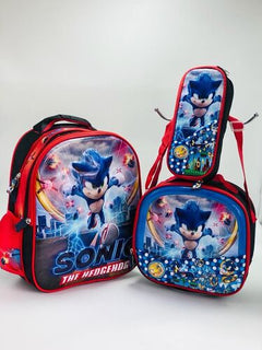 MORRAL ESCOLAR 3D EN COMBO X 3 🎒 - SONIC CORRIENDO