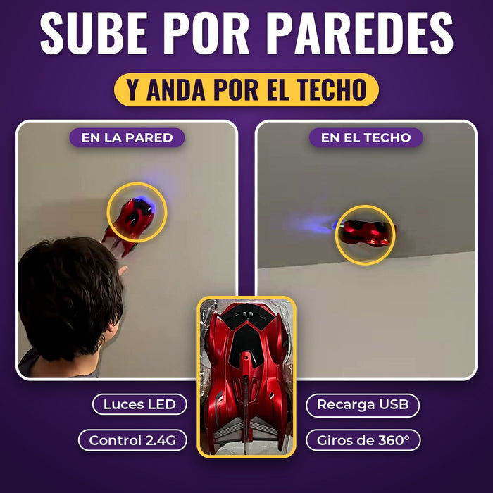 Carro a control remoto que sube por paredes y anda por el techo