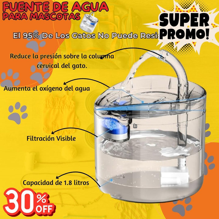 Fuente de agua para gatos y perros