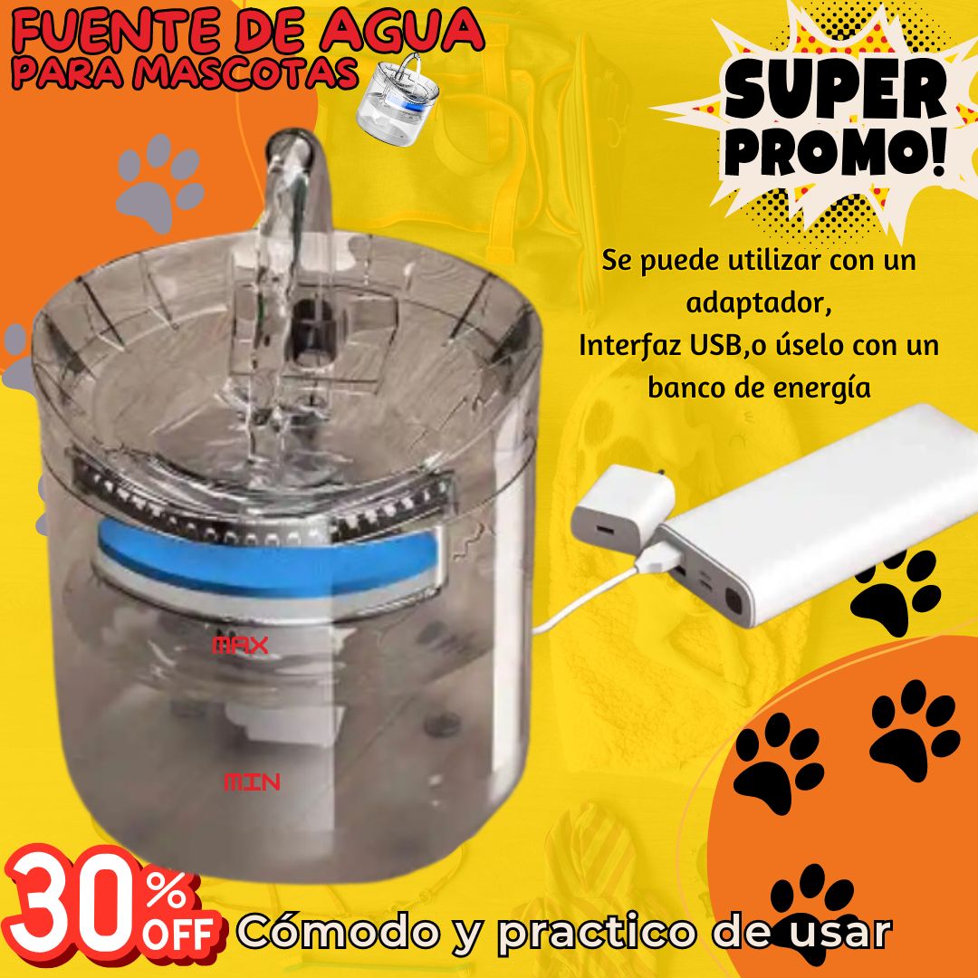 Fuente de agua para gatos y perros