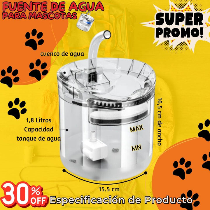 Fuente de agua para gatos y perros