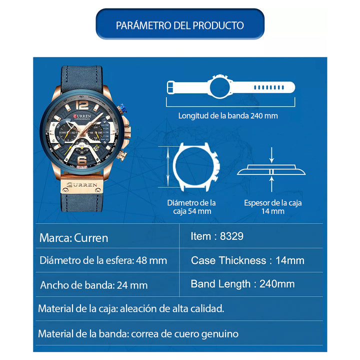 RELOJ CURREN 8329 CRONOGRAFO MANILLA EN CUERO⌚