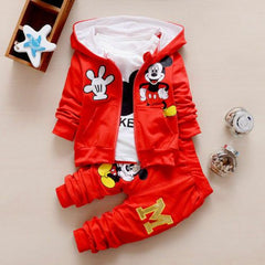 CONJUNTO MICKEY MOUSE: chaqueta, camisa y pantalon 👦🏻👧🏻👶🏻 - ROJO
