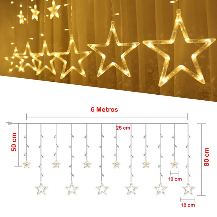 CASCADA LUCES LED ESTRELLAS, 3 y 6 METROS POR 1 METRO 🎄✨