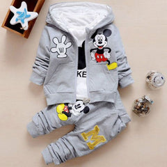 CONJUNTO MICKEY MOUSE: chaqueta, camisa y pantalon 👦🏻👧🏻👶🏻 - GRIS CLARO