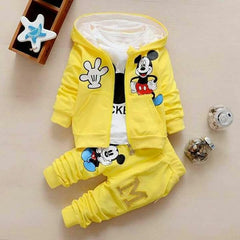 CONJUNTO MICKEY MOUSE: chaqueta, camisa y pantalon 👦🏻👧🏻👶🏻 - AMARILLO