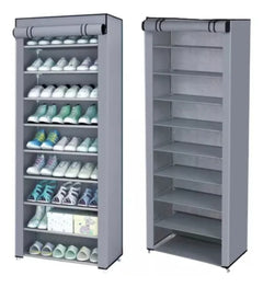 ZAPATERO CUBIERTO TELA 10 NIVELES - gris